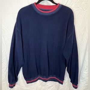 DAC Athletic Club Men's Vintage Navy Crewneck Sweater with Red Trim, Size L